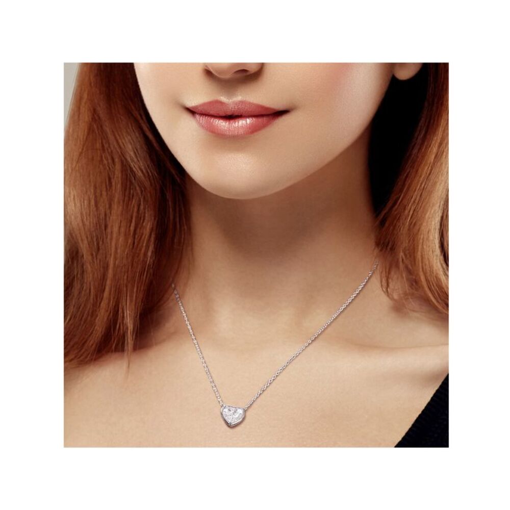 2.00 Carat (ctw) Lab-Created Moissanite Heart Pendant Sterling Silver - Picture 3 of 5